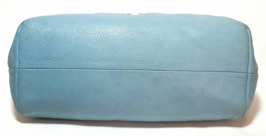 Coach Light Blue Pebbled Leather Shoulder Bag | Pre Loved |