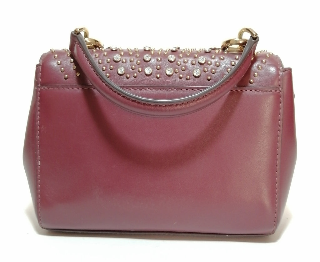 Michael Kors Maroon AVA Studded Small Satchel | Pre Loved |