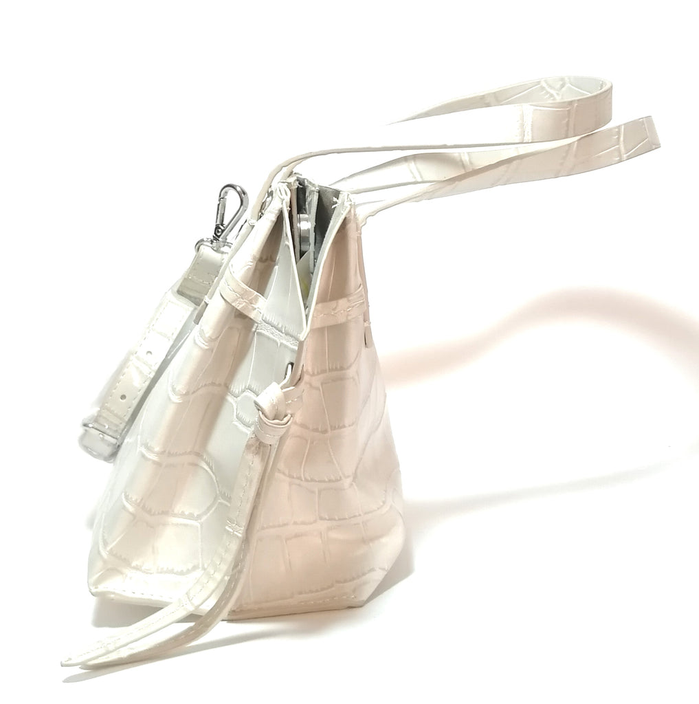 ZARA Cream Croc Print Satchel | Brand New |