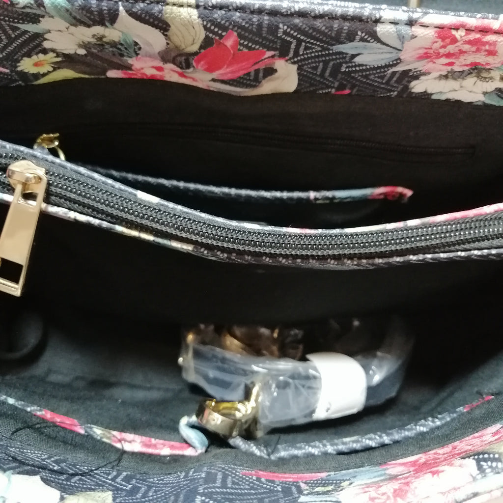 ALDO Navy Blue Floral Printed Satchel | Pre Loved |