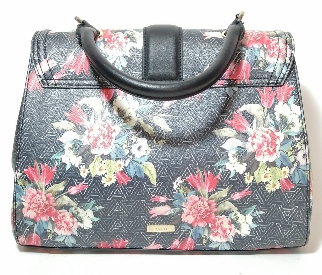ALDO Navy Blue Floral Printed Satchel | Pre Loved |