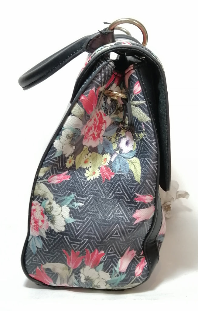 ALDO Navy Blue Floral Printed Satchel | Pre Loved |