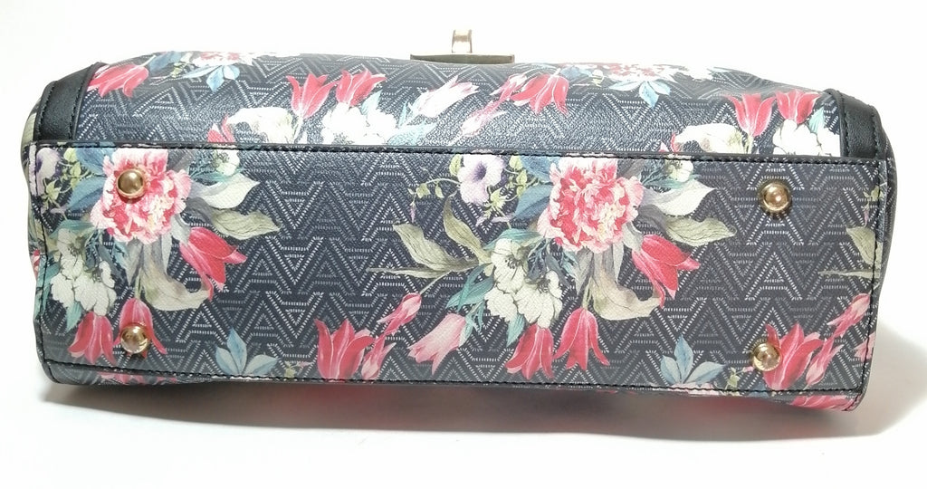 ALDO Navy Blue Floral Printed Satchel | Pre Loved |