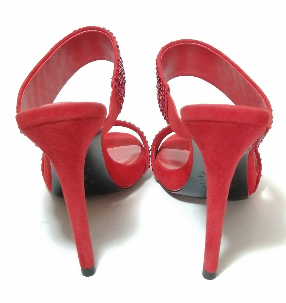 XIX 'Nicole' Red Rhinestone Dual Strap Heels | Gently Used |