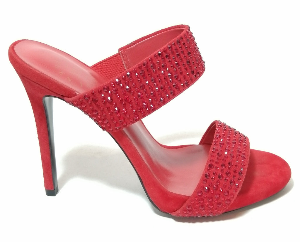 XIX 'Nicole' Red Rhinestone Dual Strap Heels | Gently Used |