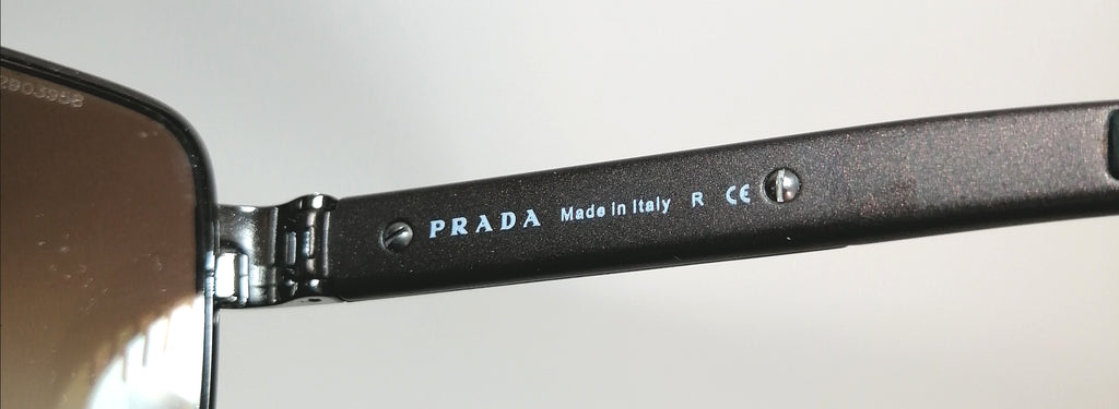 Prada SPS 41 Rectangular Grey Metal Sunglasses | Gently Used |