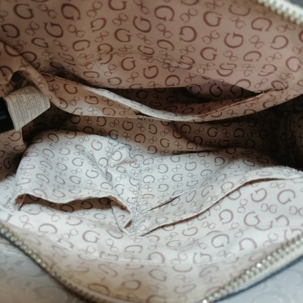 Guess Greige Quilted Monogram Satchel | Gently Used |
