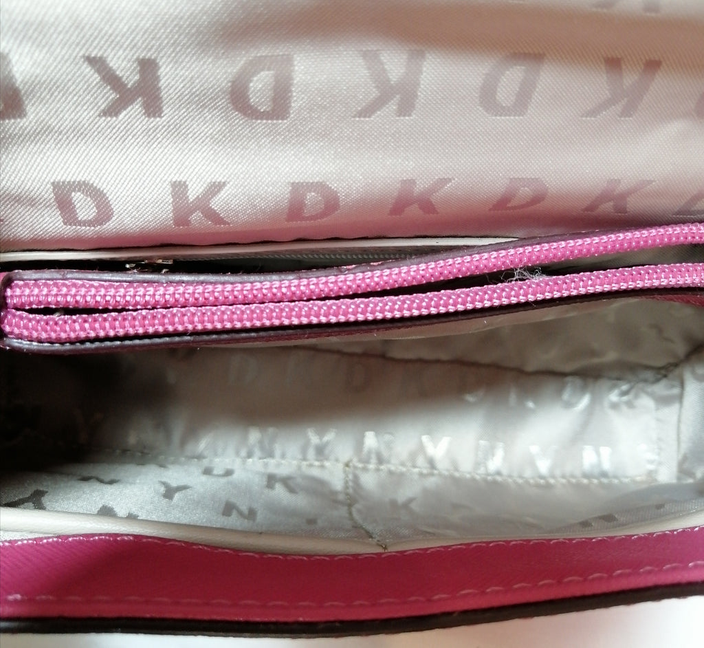 DKNY Pink Textured Leather Flap Shoulder Bag | Like New |
