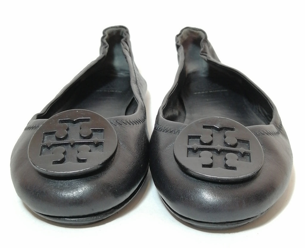 Tory Burch Black Patent Minnie Travel Ballet Flats | Pre Loved |