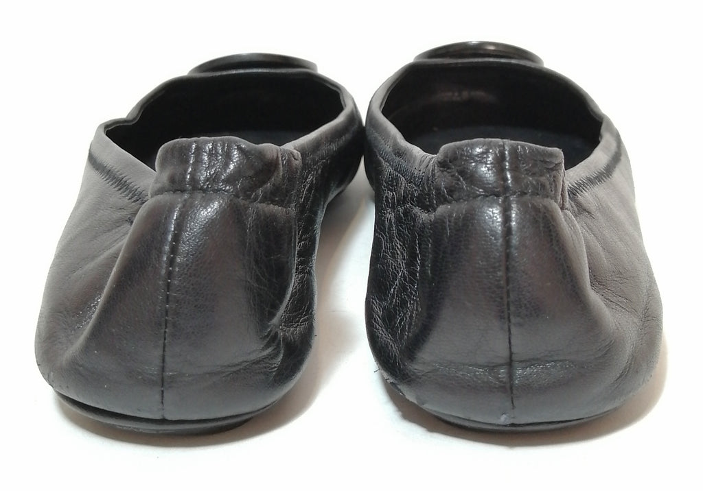Tory Burch Black Patent Minnie Travel Ballet Flats | Pre Loved |