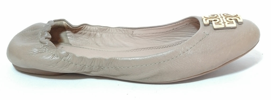 Tory Burch Grey Leather 'Melinda' Ballet Flats | Pre Loved |