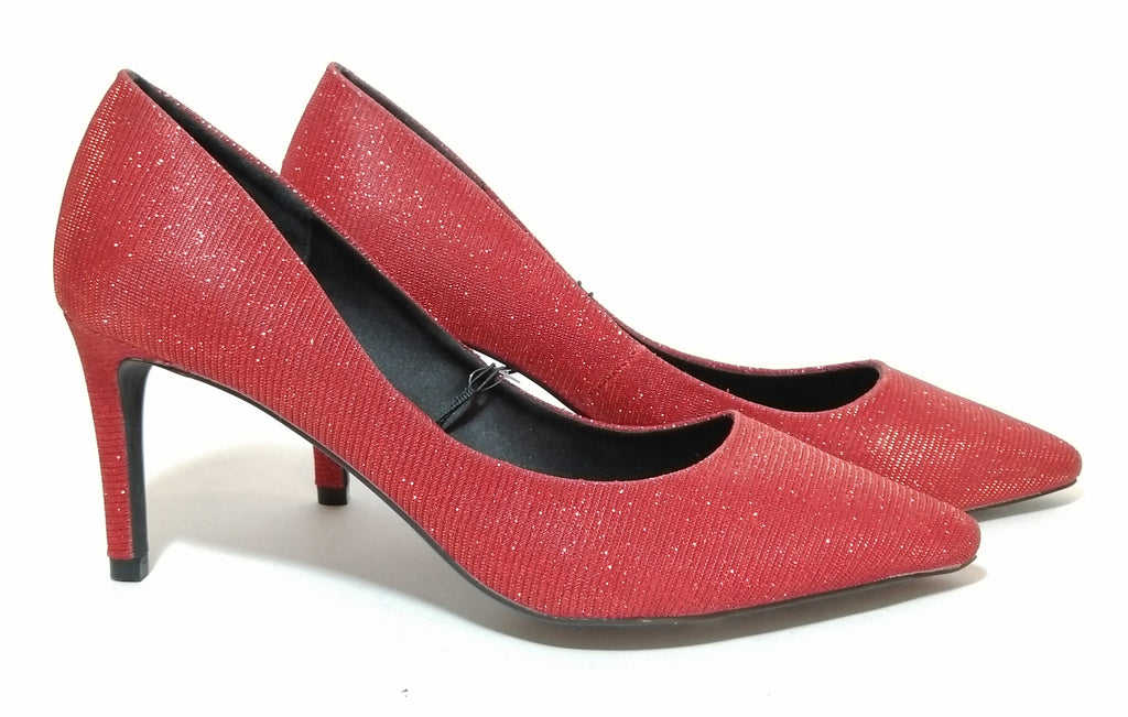 H&M Red Shimmery Pointed Pumps | Brand New |