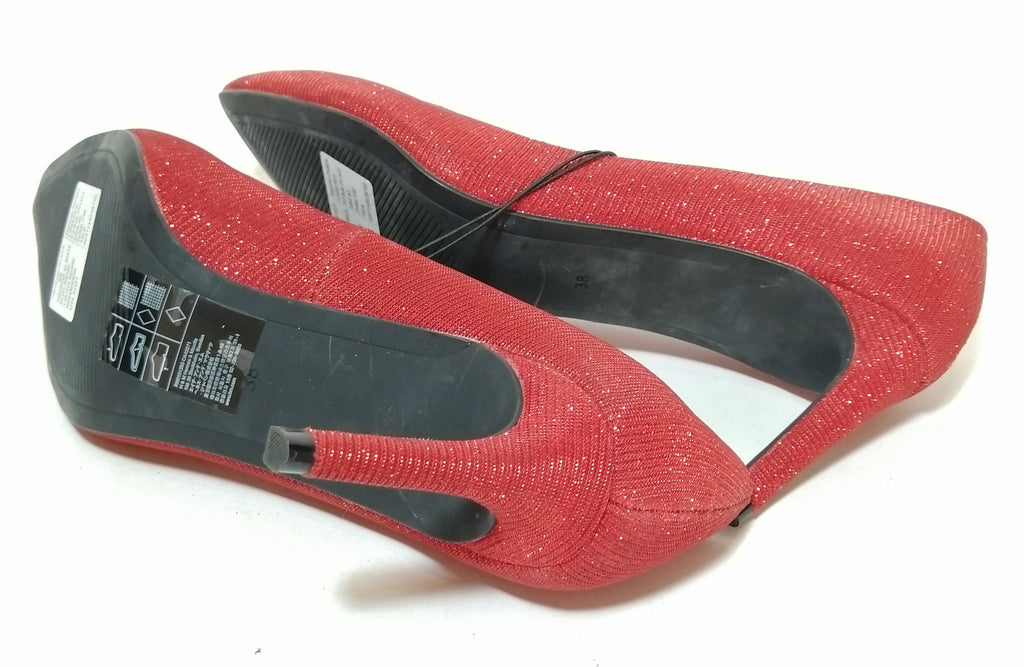 H&M Red Shimmery Pointed Pumps | Brand New |