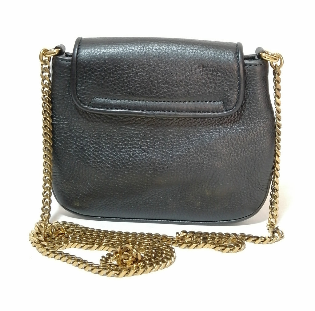 Gucci '1973" Black Pebbled Leather Small Shoulder Bag | Gently Used |