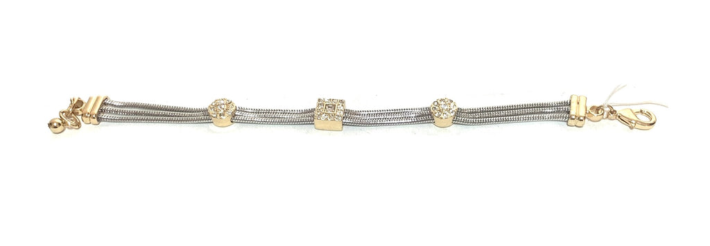 Dillard's Silver & Gold Rhinestone Bracelet | Like New |