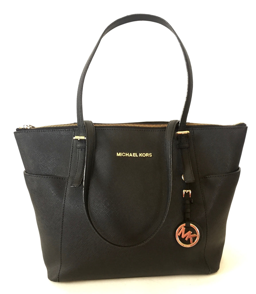 MICHAEL Michael Kors Jet Set Black Leather Tote Bag | Gently Used | - Secret Stash