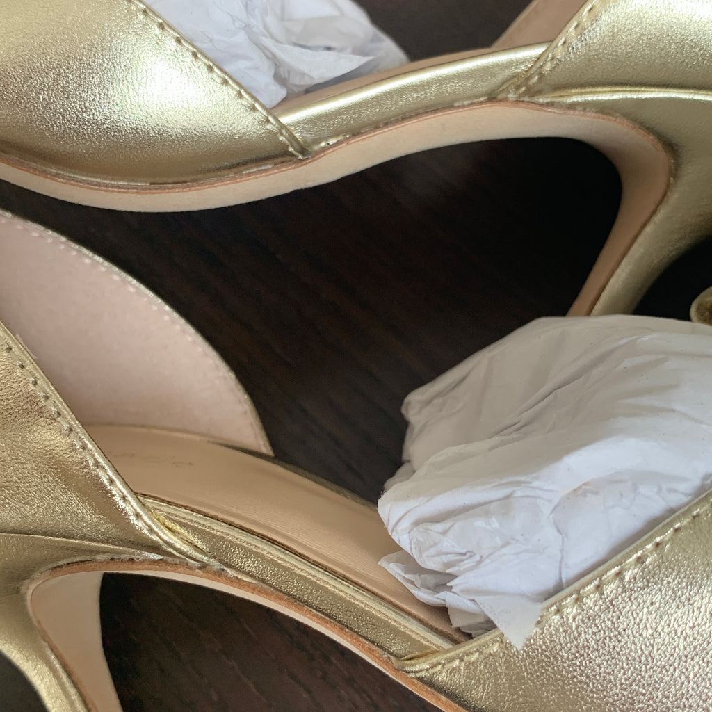 Kate Spade Pale Gold Leather 'Sterling' Pointed Pumps | Like New |