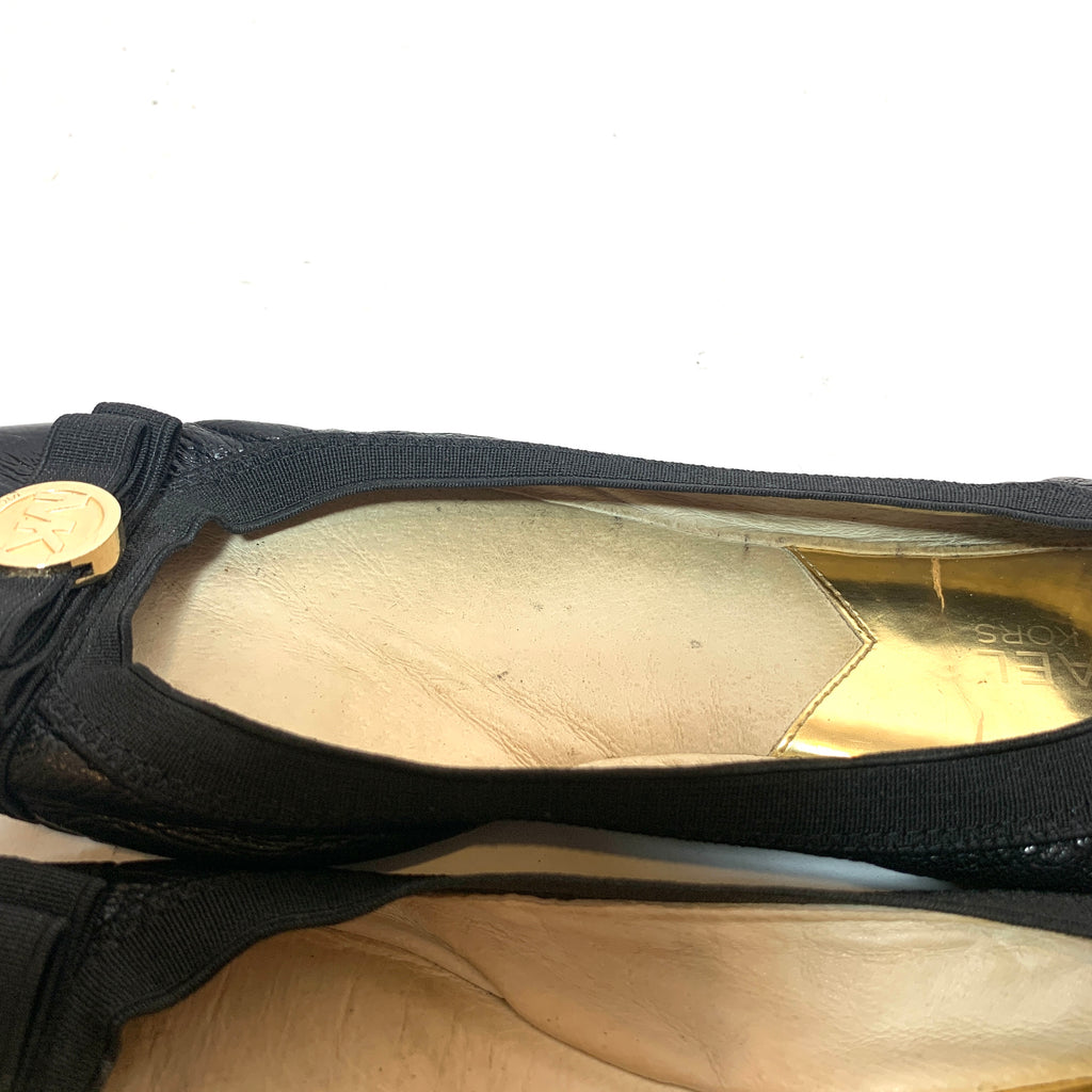 Michael Kors Black 'Dixie' Leather Ballet Flats | Pre Loved |