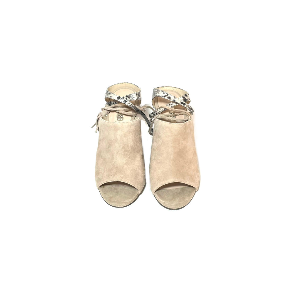 Guess Beige Suede & Snakeskin 'Elicha' Shootie Sandals | Gently Used |