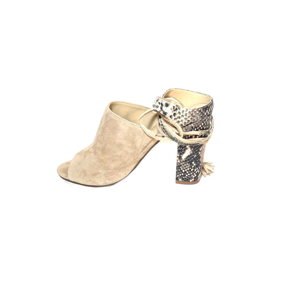 Guess Beige Suede & Snakeskin 'Elicha' Shootie Sandals | Gently Used |