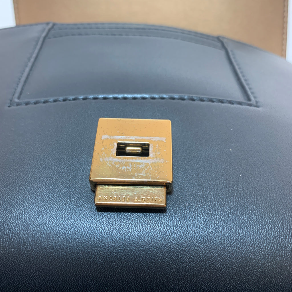 Charles & Keith Black with Gold Studs Cross-Body Bag | Gently Used |