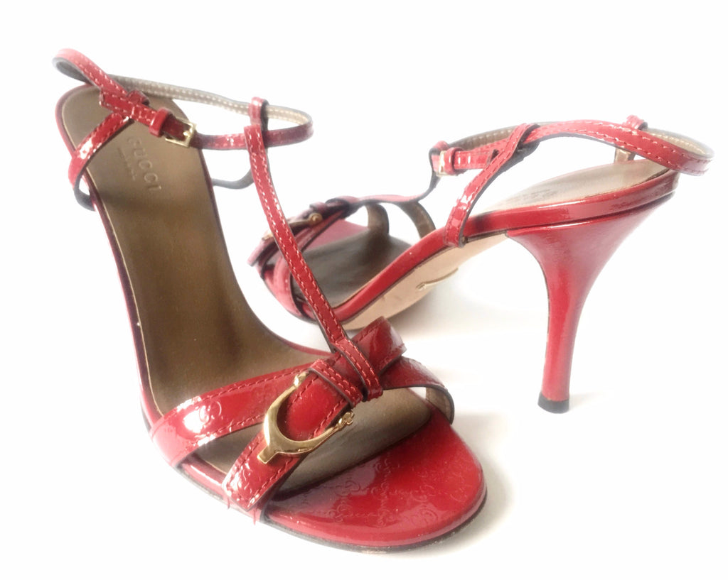 Gucci Red Leather Strappy Heels | Gently Used | - Secret Stash