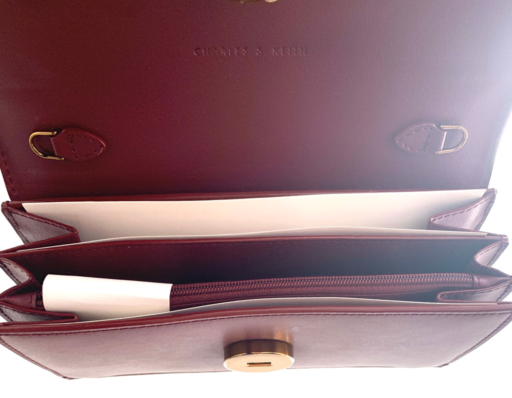 Charles & Keith Maroon Wallet-On-Chain | Brand New |