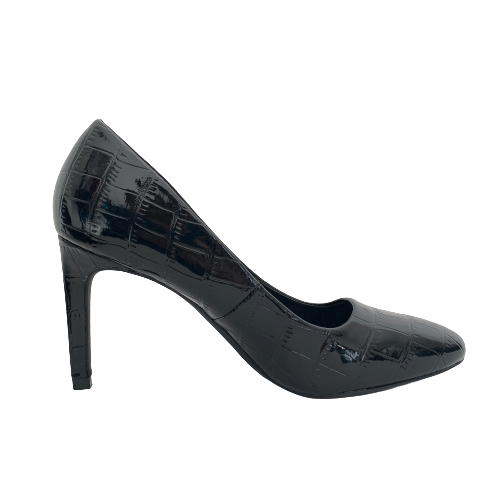 Next Black Croc Embossed Pointed Pumps | Like New |