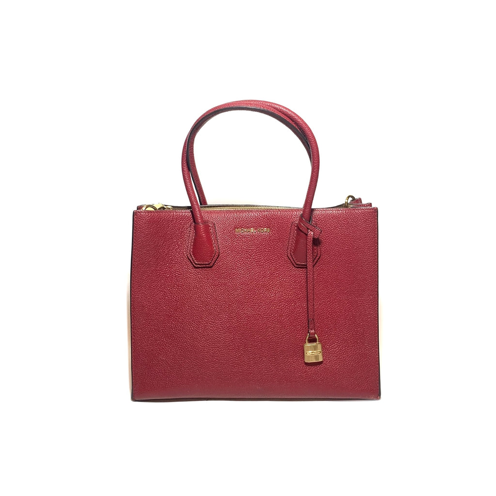 Michael Kors Red Pebbled Leather Mercer Satchel | Gently Used |