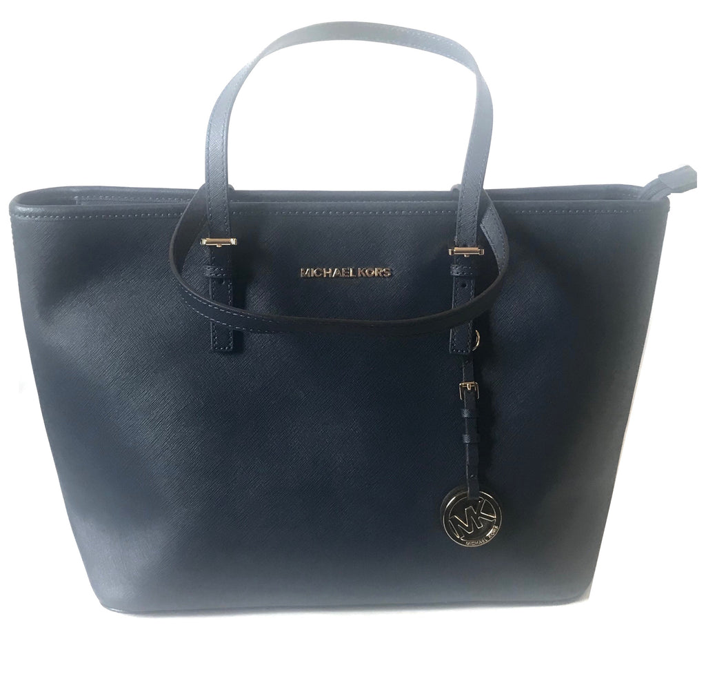 Michael Kors Jet Set Travel Navy Medium Saffiano Leather Tote | Brand New |