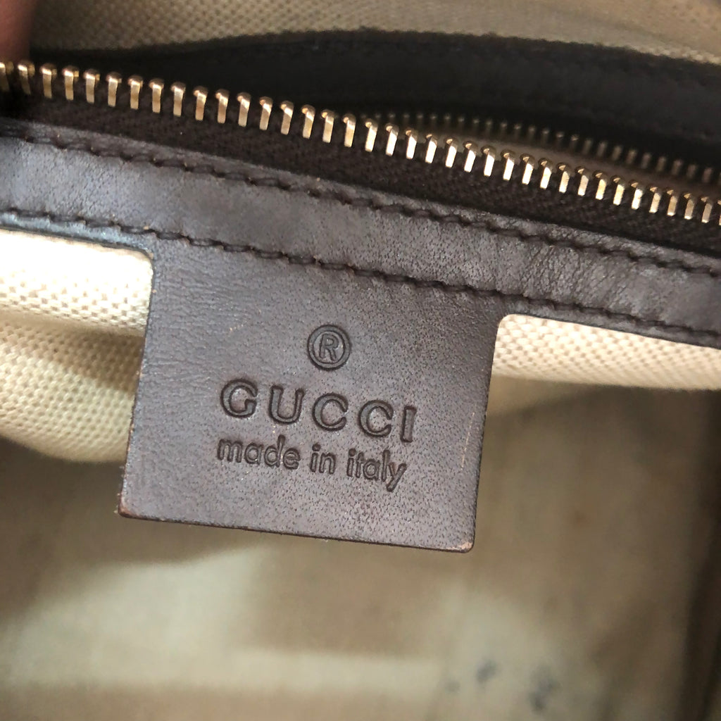 Gucci Brown Monogram and Striped Tote Bag | Pre Loved |