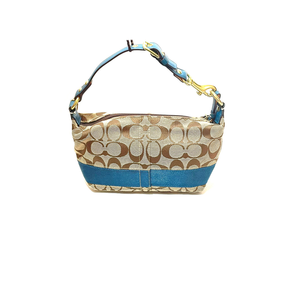 Coach Beige & Blue Monogram Mini Shoulder Bag | Gently Used |