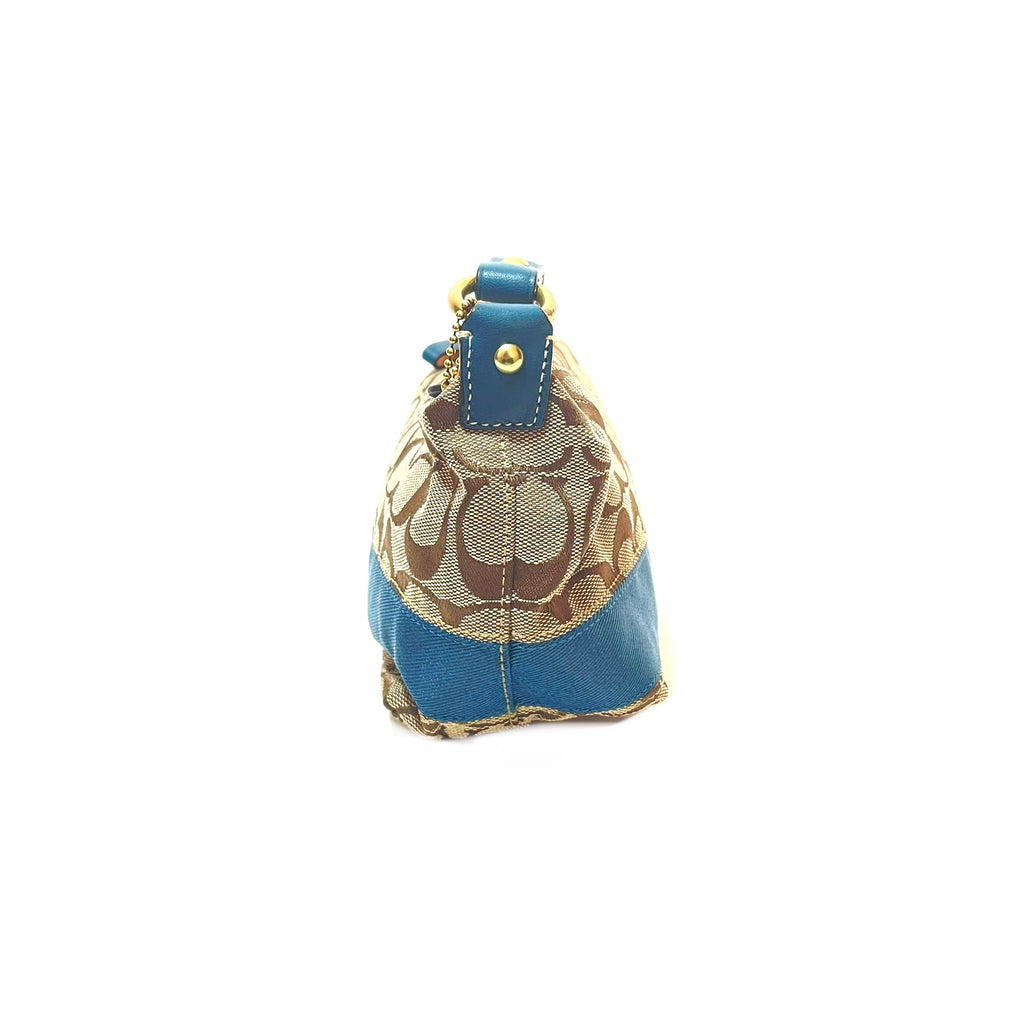 Coach Beige & Blue Monogram Mini Shoulder Bag | Gently Used |