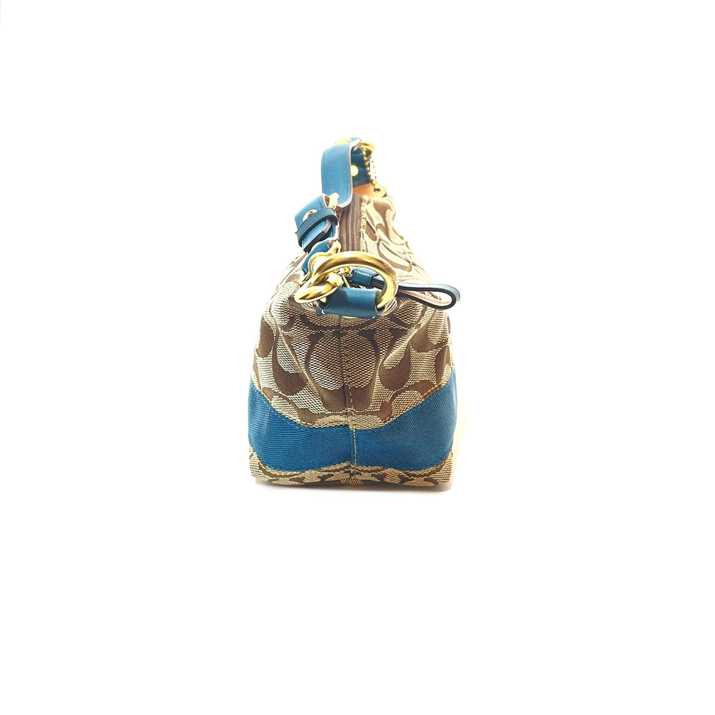Coach Beige & Blue Monogram Mini Shoulder Bag | Gently Used |