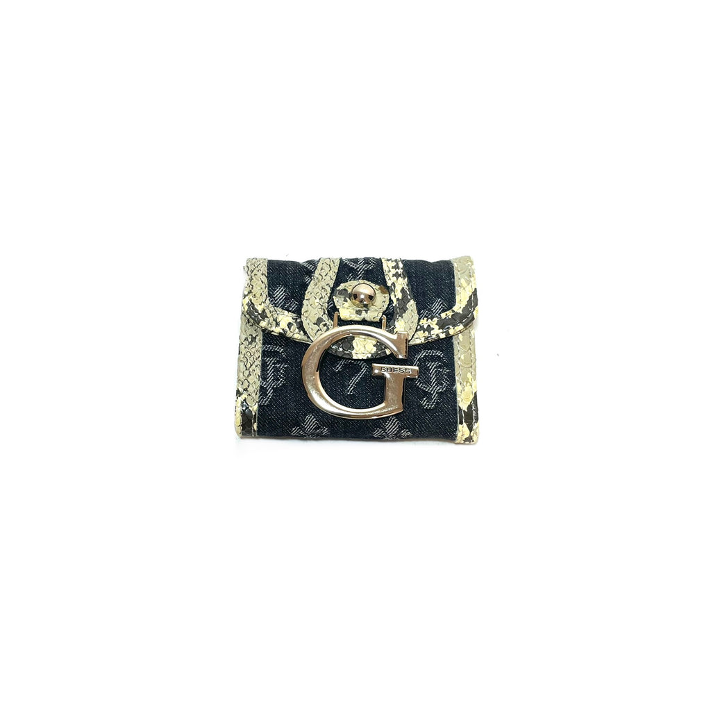Guess Denim Bi-Fold Monogram Wallet | Like New |