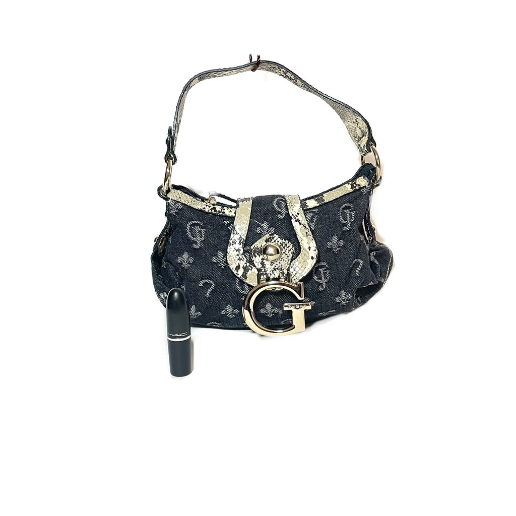 Guess Denim Monogram Mini Shoulder Bag | Like New |