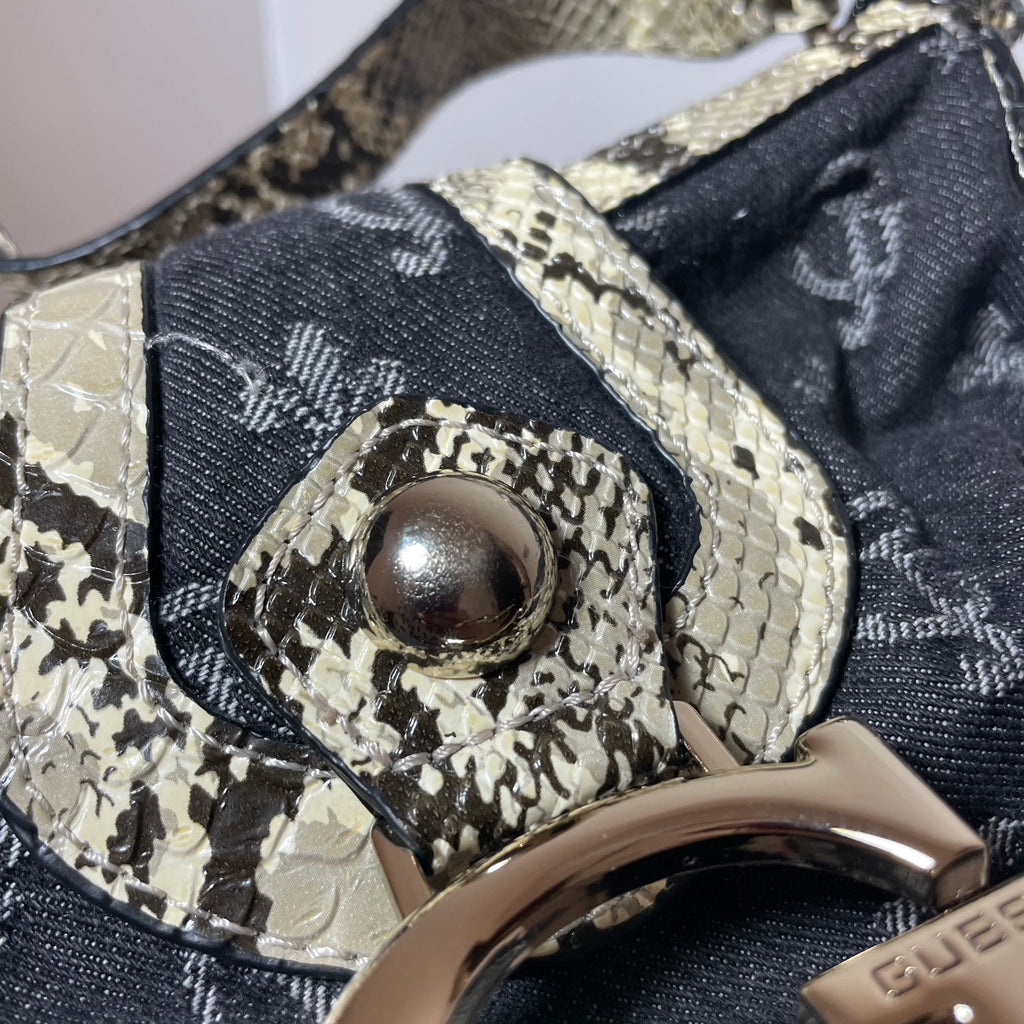 Guess Denim Monogram Mini Shoulder Bag | Like New |
