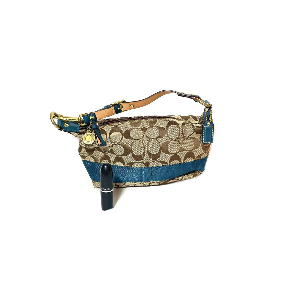 Coach Beige & Blue Monogram Mini Shoulder Bag | Gently Used |