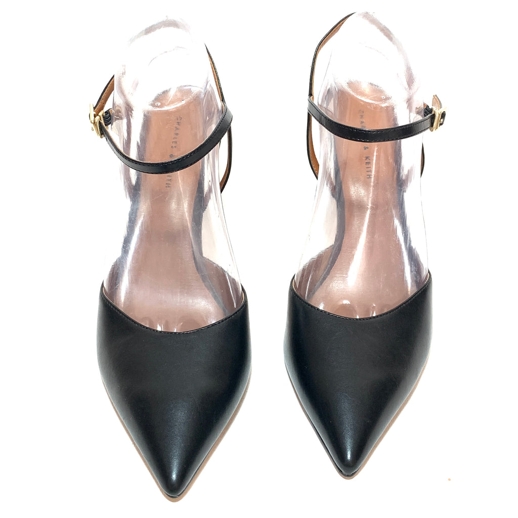 Charles & Keith Black Slingback Pointed Heels | Brand New |