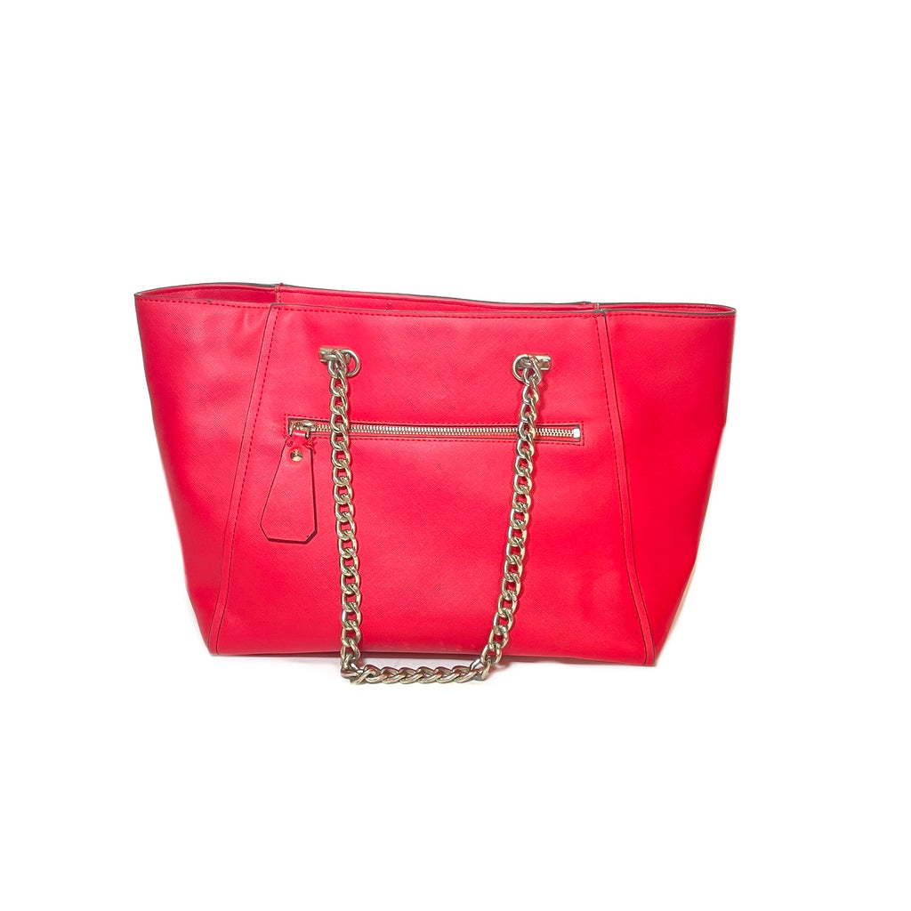 Guess Red Silver Chain Shoulder Bag | Pre Loved |