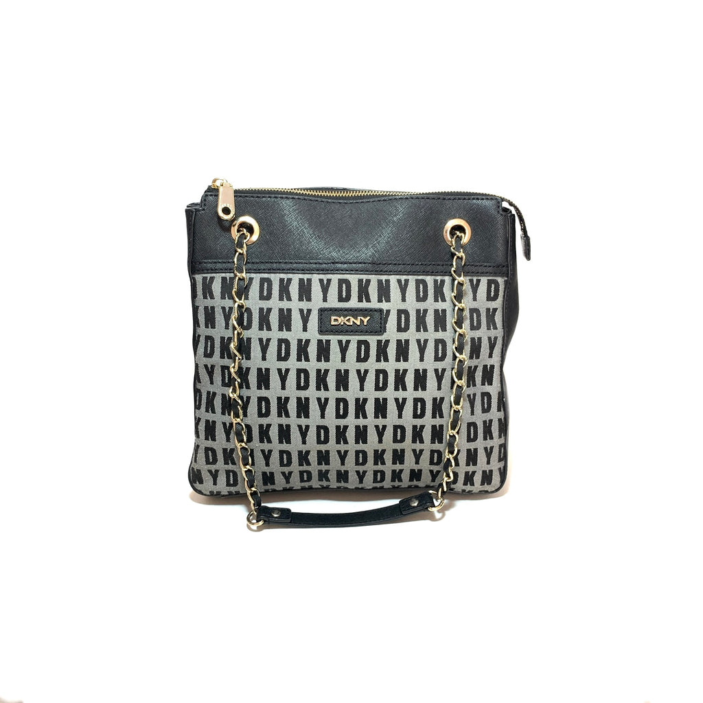 DKNY Grey & Black Logo Shoulder Bag | Gently Used |