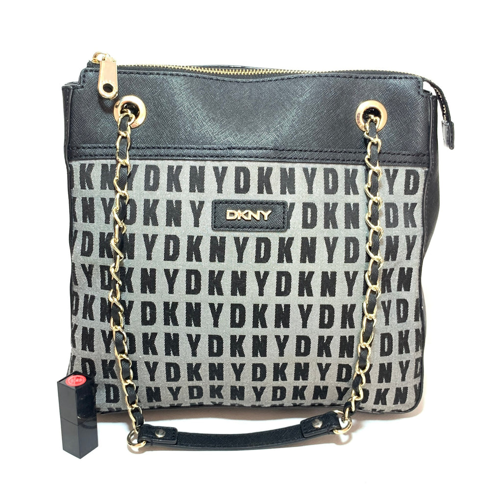 DKNY Grey & Black Logo Shoulder Bag | Gently Used |