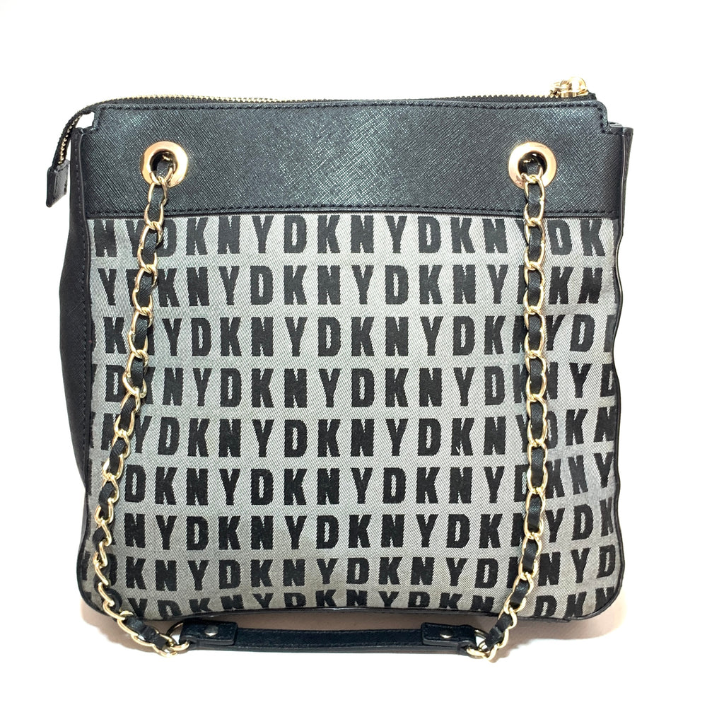 DKNY Grey & Black Logo Shoulder Bag | Gently Used |