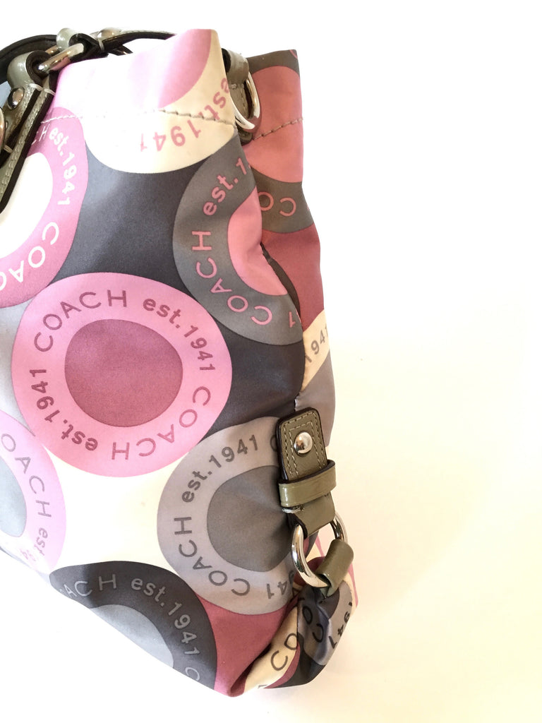 Coach Printed Pink & Grey with Leather Trim Shoulder Bag | Pre Loved | - Secret Stash