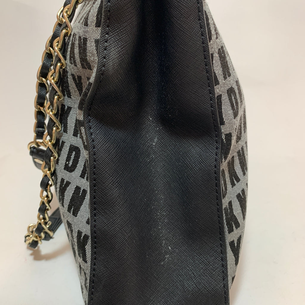 DKNY Grey & Black Logo Shoulder Bag | Gently Used |