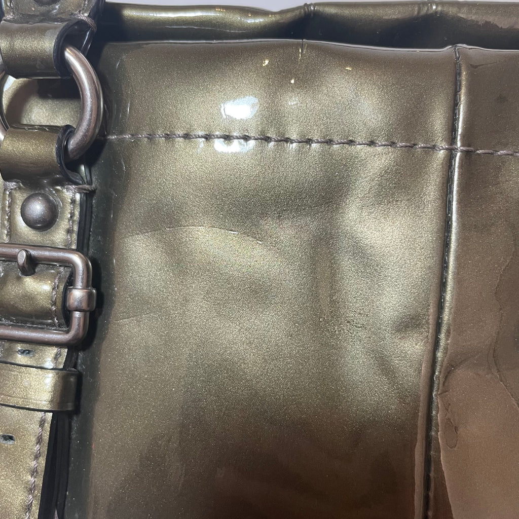 Coach Patent Leather Moss Green Tote Satchel | Pre Loved |