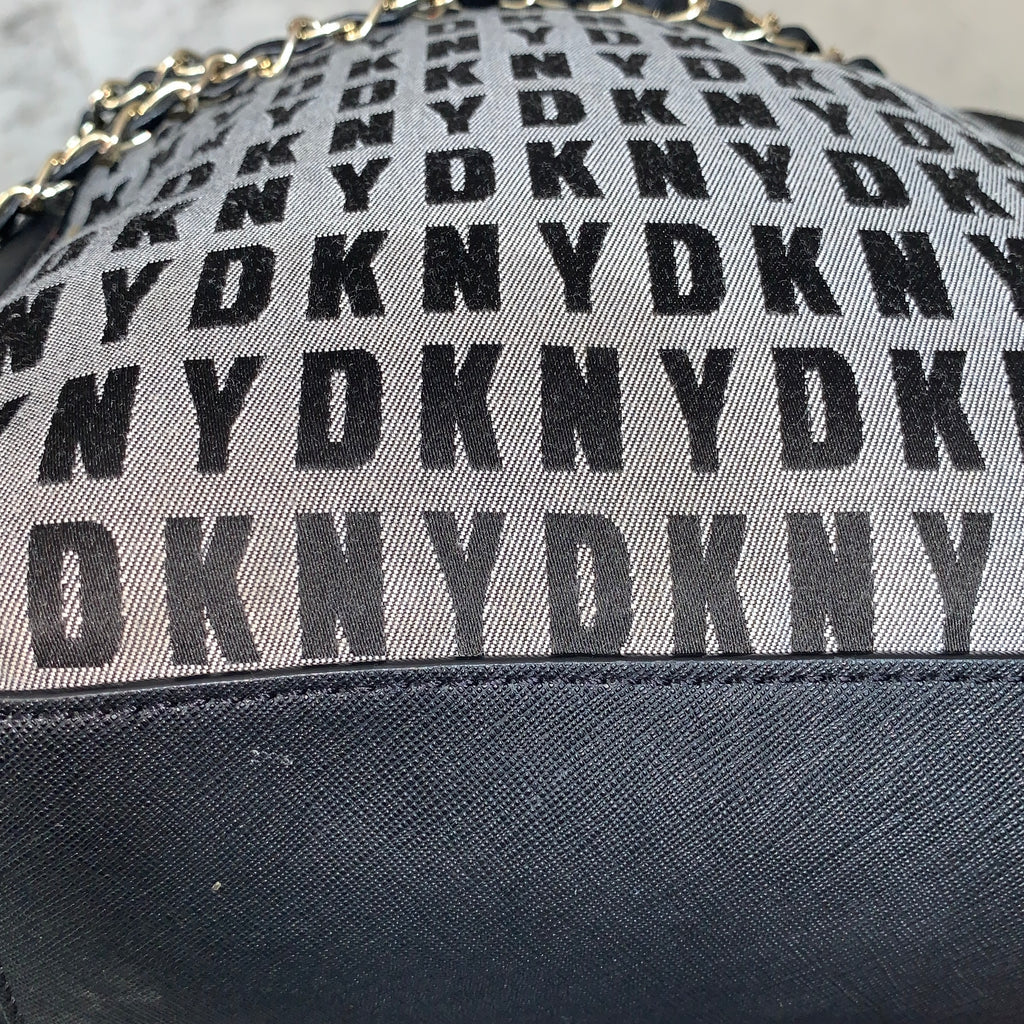 DKNY Grey & Black Logo Shoulder Bag | Gently Used |