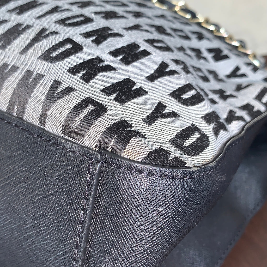 DKNY Grey & Black Logo Shoulder Bag | Gently Used |
