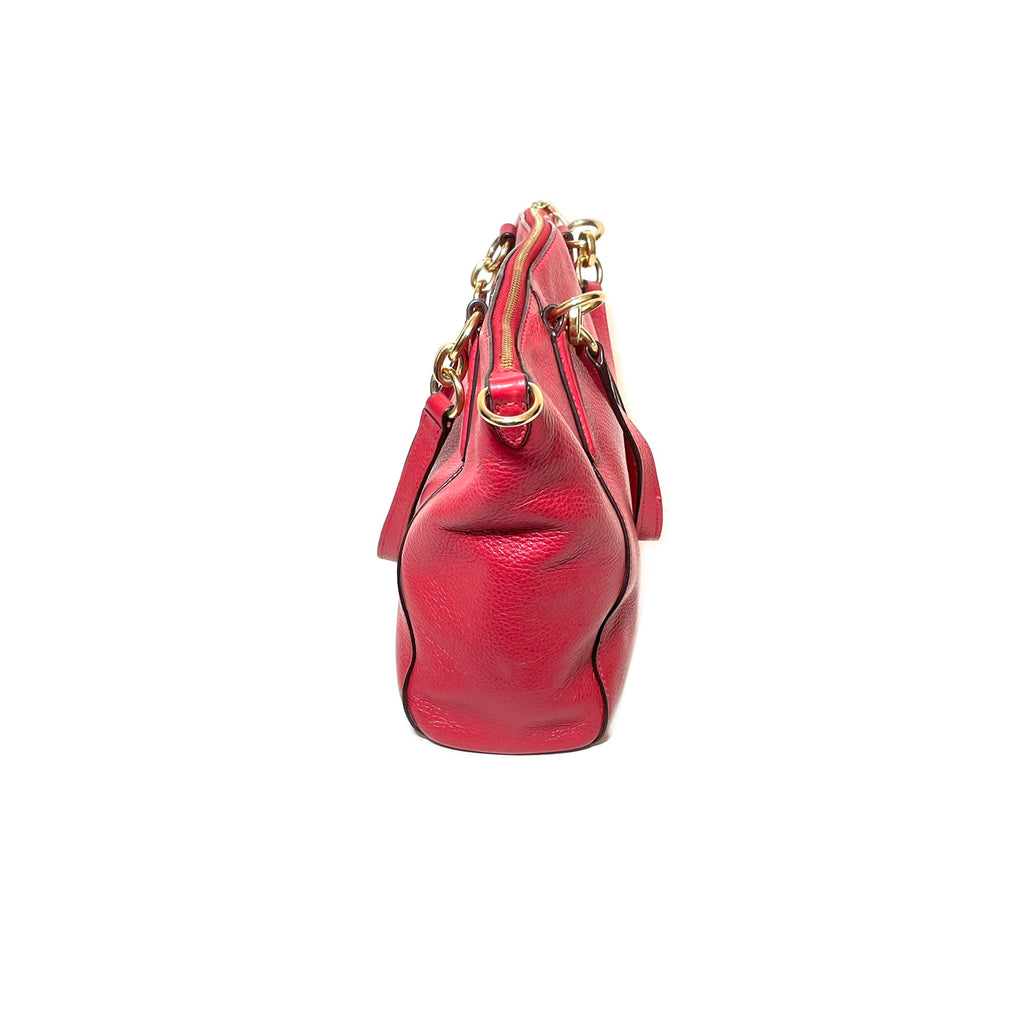 Coach Red Pebbled Leather Tote Bag | Gently Used |