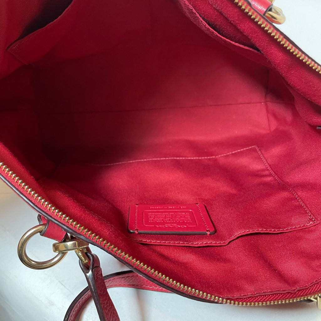 Coach Red Pebbled Leather Tote Bag | Gently Used |